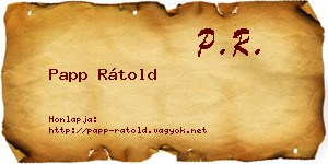 Papp Rátold névjegykártya